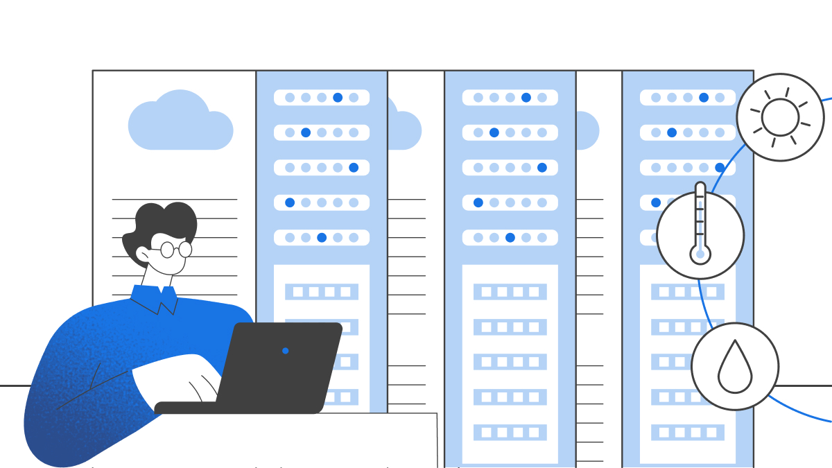 Cover image showing a secure server room environment, featuring cooling systems, network racks, and remote monitoring tools.