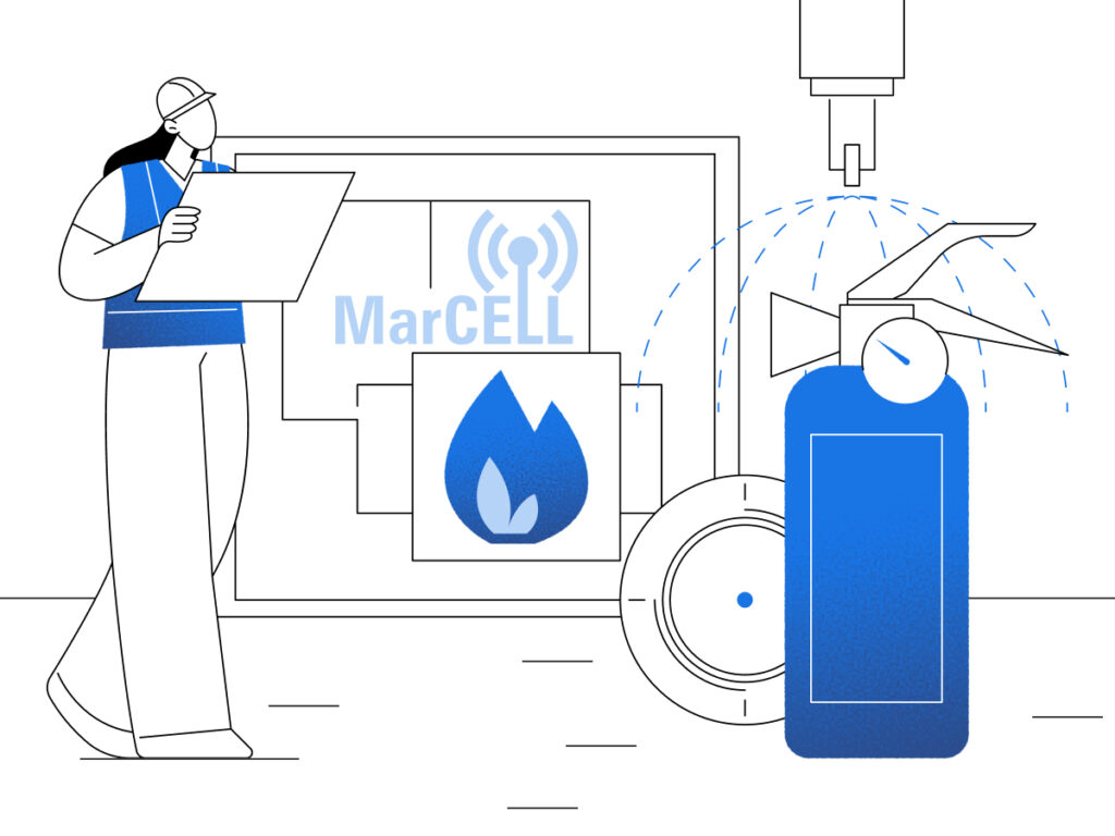 Image showing fire safety measures for property protection, including smoke detectors, extinguishers, and emergency planning.