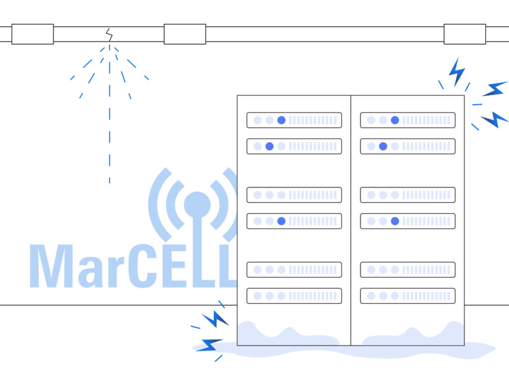 Image showing humidity control in a server room, featuring monitoring devices, HVAC systems, and protected IT equipment.