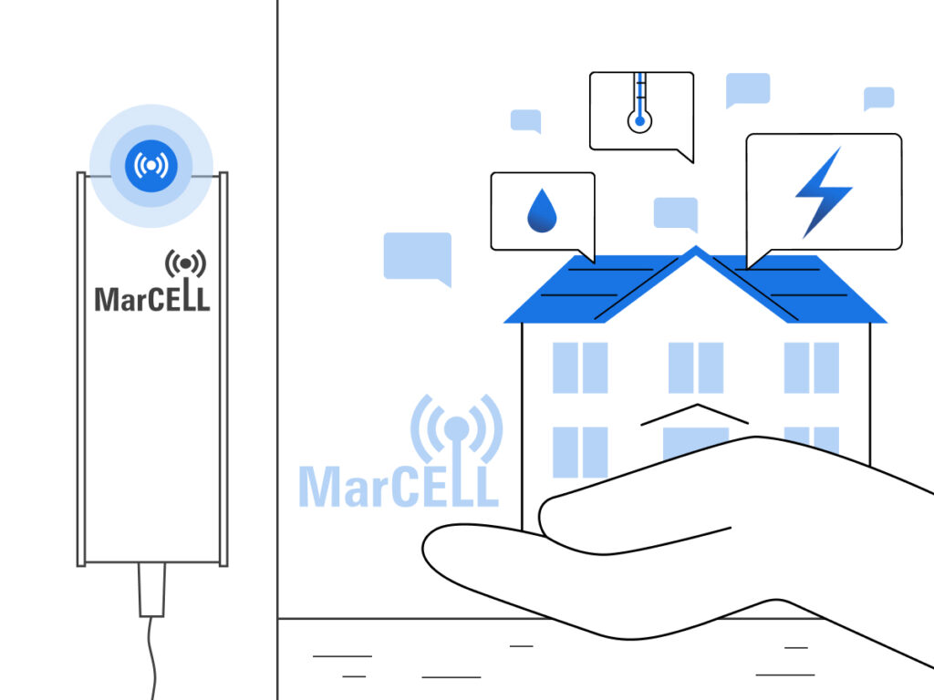Image showing a smart temperature and humidity monitor in use, emphasizing property protection and environmental control.