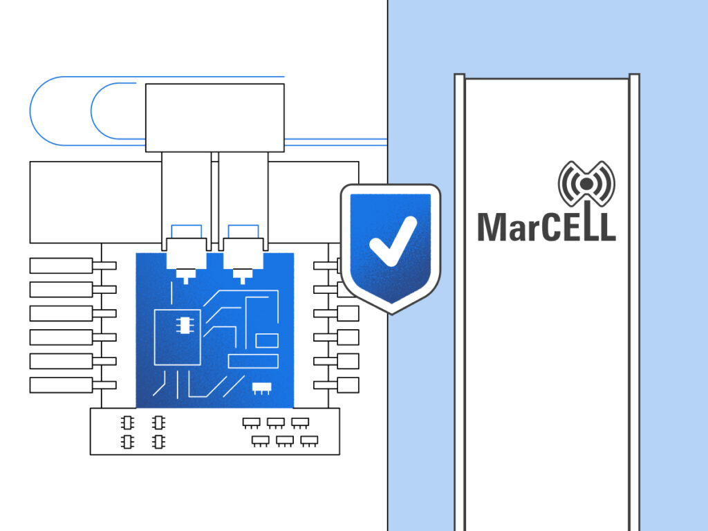 Final Marcell monitoring device fully assembled, showcasing sleek design and ready-to-use functionality.