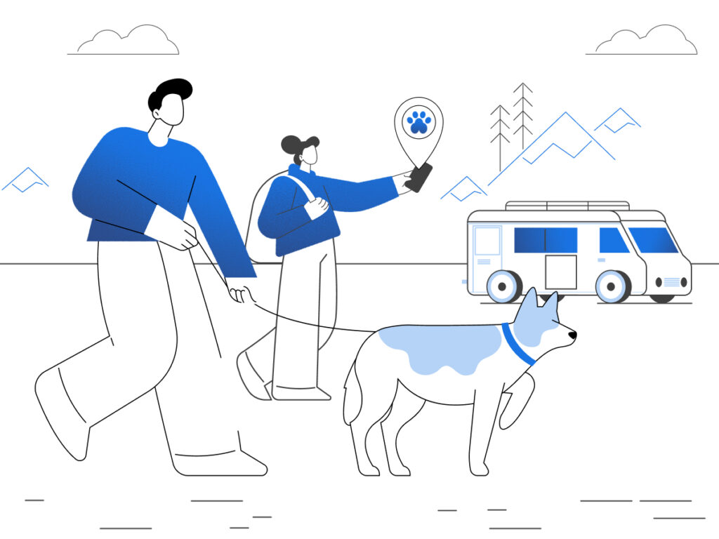 Mobile RVing with pets made easy — image showing tools and tips for pet-friendly travel in recreational vehicles.