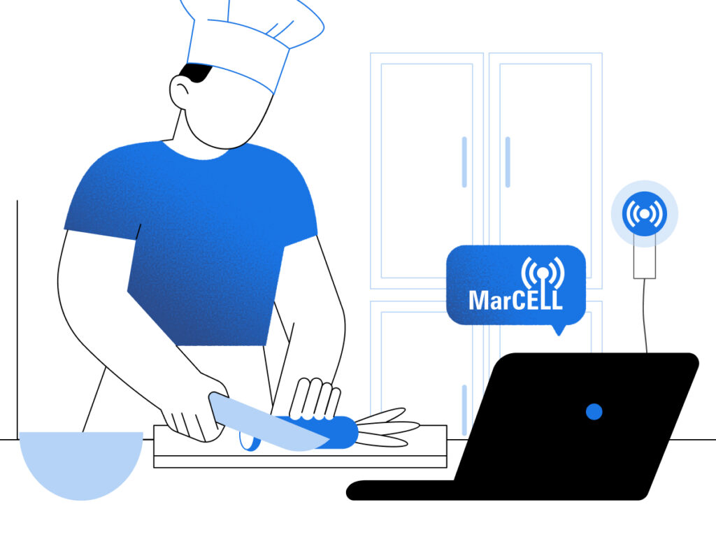 Image showing temperature monitoring in commercial refrigerators and freezers, featuring smart sensors and food safety practices.