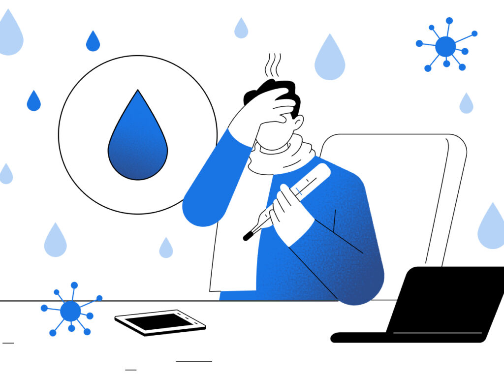 Image illustrating the health risks of high humidity, including mold growth, respiratory issues, and indoor air quality concerns.